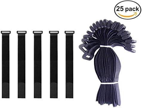 Ceeyali 25 Pack 15cm Black Hook and Loop Cable Ties Cable Straps for Wires Management