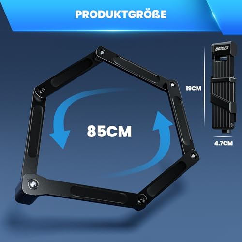 Bicycle Lock Folding Lock 85 cm with 3 Keys, E Scooter Lock Folding Lock Bicycle and Motorcycle, Bicycle Lock High Security with Holder, E Scooter Lock for Scooter, Bicycle Lock, Black