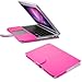 GMYLE(R Folio Case Cover Compatible with MacBook Air 13 inch - Hot Pink PU Leather Premium Quality with Microfiber Clip on Sleeve Filp Case Cover