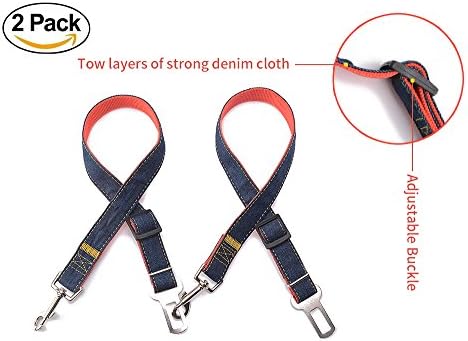 EASTOP Thick Dog Seat Belt Harness Sturdy Safety 2 Pack (Red)