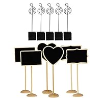 OESDLTD Table Number Card Photo Holders 5PCS and Wood Mini Chalkboard with Stand 6PCS