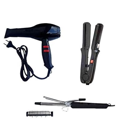 i-BEL Professional 2888 Black Hair Dryer And Hair Curler With Straightener Combo Set Of 3 For Women