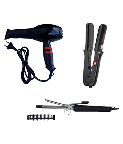 i-BEL Professional 2888 Black Hair Dryer And Hair Curler With Straightener Combo Set Of 3 For Women