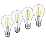 Dimmable Edison LED Bulb A19, Kohree 6W Vintage LED Filament Light Bulb, 4000K Daylight, 60W Incandescent Equivalent, E26 Medium Base Lamp for Restaurant,Home,Reading Room,Office, Pack of 4