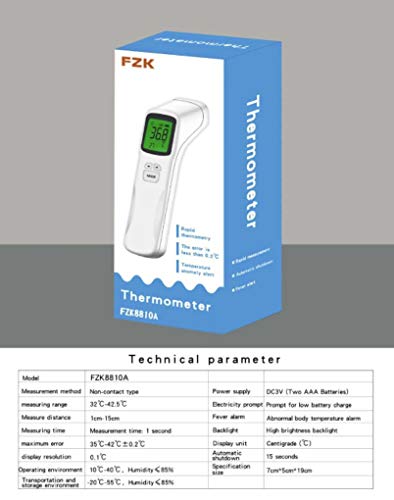 BiuBuy Infrared THERMOMèTRE Instant Accurate Reading Temporal Forehead with Fever Alarm and Memory Function for Baby & Adults (White)