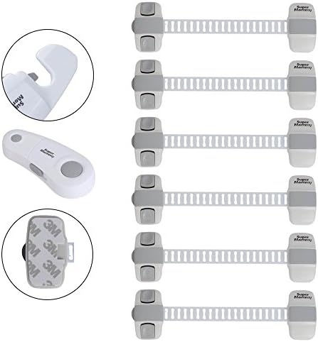 Child Safety Locks with 3M Adhesive (6 Pack) + FREE Bonus 1 Cabinet Lock - Amazing Safety Tool for your Babies- Secure…