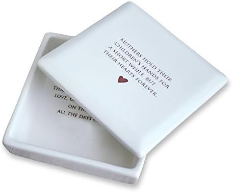 SusabellaSusabella Unique Mother of the Bride Gift - Square Keepsake Box - Mothers Hold Their Children's Hands for a Short While But Their Hearts Forever