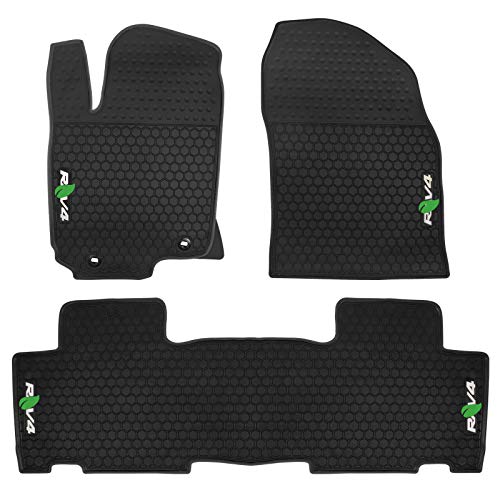 biosp Car Floor Mats fit Toyota RAV4 2014 2015 2016 2017 2018 Front and Rear Seat Heavy Duty Rubber Liner Black White Vehicle Carpet Custom Fit- All Weather Guard Odorless