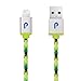 Paracable Paracord Wrapped iPhone Lightning Cable (Gecko) | Braided Fabric Wrapped Lightning to USB Tangle Free with Aluminum Ends. Green, Black, and Yellow iPhone Charger.