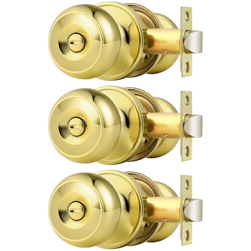 Probrico Polished Brass Privacy Door Knobs