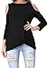 levaca Womens 3/4 Sleeve Off Shoulder Loose Tops Twist Front Casual T Shirts