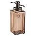 mDesign Decorative Square Glass Refillable Liquid Soap Dispenser Pump Bottle for Bathroom Vanity Countertop, Kitchen Sink - Holds Hand/Dish Soap, Hand Sanitizer, Essential Oils - Sand Brown/Bronze