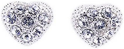 " Pave Heart " Women Earrings , 0.4 CARAT CZ DIAMONDS SILVER EARRING - 925 Silver Sterling Plated with 18K PLATINUM - Zirconia Diamond Gemstone Free Jewelry Box