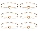 LOLIAS 6 Pcs Love Knot Bangle Bracelets Simple Cuffs Bridesmaid Bracelets for Women Stretch Bracelets,Rose-gold Tone