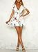 FFLMYUHULIU Women's Sexy V-Neck Floral Print Ruffle Short Sleeve Asymmetric Party Short Mini Dress (C037baise, S)