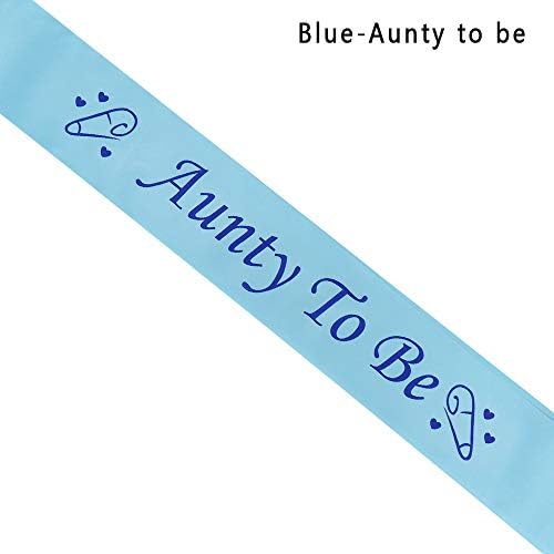 1Pc Mummy Grandma Big Sister Nanny Aunty To Be Satin Sash for Maternity Baby Shower Celebration Decoration(Aunty to be,blue)