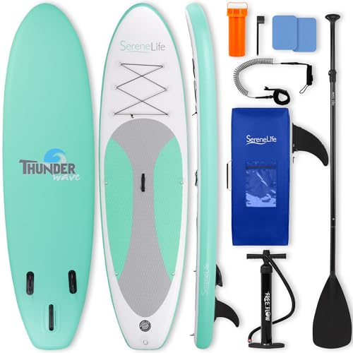 SereneLife Stand Up Paddling Board Set, SUP Board Komplettes Zubehör, Stand Up Paddle Board für Kinder & Erwachsene, Surfbrett & Tragetasche, Paddle S