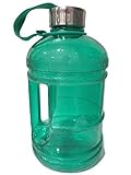 1/2 Gallon BPA Free FDA Approved Reusable Plastic Drinking Water Bottle Jug Container w/ Hand Holder Canteen and Stainless Steel Cap