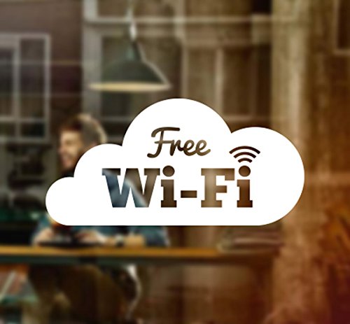 Free WiFi Cloud Window Sign Vinyl Sticker Graphics Cafe Shop Salon Bar Restaurant