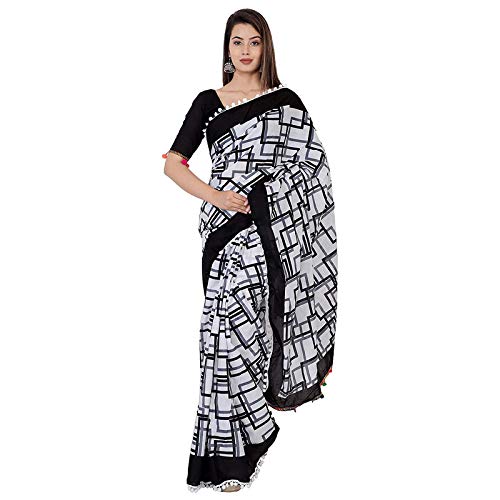 Hand Block Printed Cotton Mulmul Saree with unstitched Blouse (Jaipuri Print)