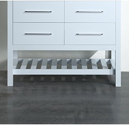 Bosconi Bathroom Vanities SB-250-6WHMC Main Vanity Cabinet with Soft Closing Drawers, Wood Frame, and Towel Rack, 43", White
