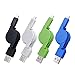 USB Retractable Cable, FiveBox Premium 4-Pack High Speed 2.5FT USB 2.0 A Male to Micro B Sync Data & Charge Cable for Android, Samsung Galaxy, HTC, LG, Sony, BlackBerry and More Android Device