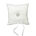CJESLNA Wedding Ring Satin Diamante Flower Pillow, 15cmx15cm, White