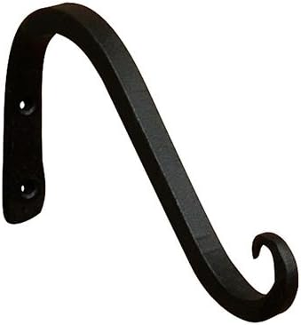 Outdoor Hanging Brackets - Achla Designs Angled Upcurled Wall Bracket Hook, 6-inch (TSH-07) Black