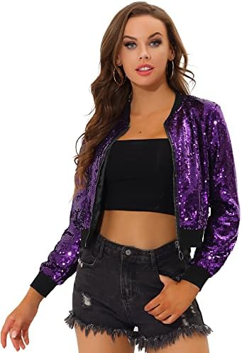 Ladies Jackets Sequin Bomber Jacket Amazon Lcziwo Women's Sparkle