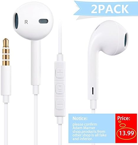 iPhone Earphones, AAJO 2Pack Headphones Earbuds with Microphone Stereo for Apple iPhone 7 Plus/7/6s/6 Plus/5s/5/4s/4/iPad/iPod and More
