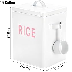 Youeon 10 Lbs Metal Rice Storage Container, Square