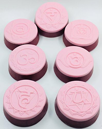 Handmade Seven chakras soap bar 3.5 oz each with bergamot amber and frankincense oils round guest bars full set of seven pieces