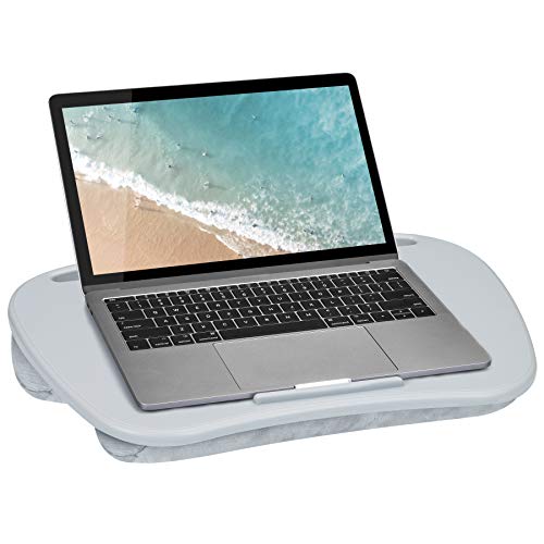 LapGear Mydesk Lap Desk with Device Ledge and Phone Holder – Cool Gray – Fits Up to 15.6 Inch Laptops – Style No. 44435