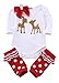 Infant Baby Girl Christmas Clothes Set Bowknot Deer Bodysuit Red Leg Warmer Outfits