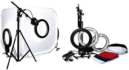 DigPro 80cm Lighting Studio Cube with 3 x 40W Photographic Studio Ring light Kit (5400K 90+ CRI Lamp Power 200W EQ) with Boom/Stands