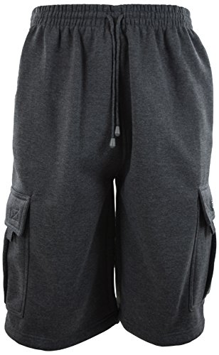 DREAM USA® Mens Cargo Sweat Shorts (M up to 5XL) (5XL, 771-CHARCOAL)