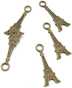 10 PCS Ancient Antique Bronze Fashion Jewelry Making Crafting Charms Findings Bulk for Bracelet Necklace Pendant Retro Accessoires Lots Vintage V7YX0H Paris Eiffel Tower