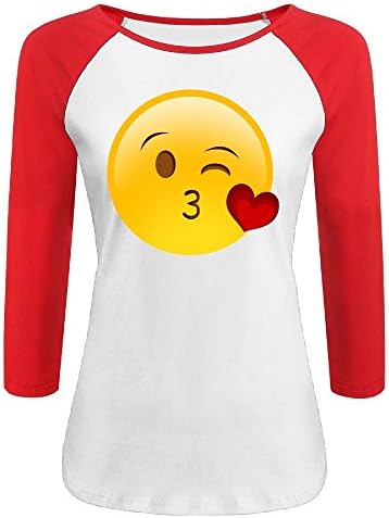 Luyudong Kiss Heart Emoji The Sleeves Of The Woman's Sleeve Shoulder S Red