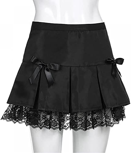 Lace Gothic Pleated Skirt Female Punk Style Dark Academic