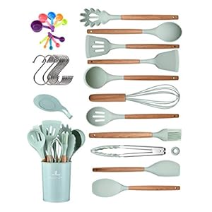 chicNsleek Silicone Kitchen Utensils Set - 33pcs Non-Stick Cooking Utensils Set with Holder - Silicone Spatula Kitchen…