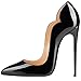 FSJ Come-hither Supersharp Sophisticated Pointed Toe Heeled StilettoS Pumps Party Shoes Size 11 Black