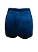 TOB Women's Casual Soft High Waist Drawstring Velvet Shorts Clubwear ,Peacblue,Small
