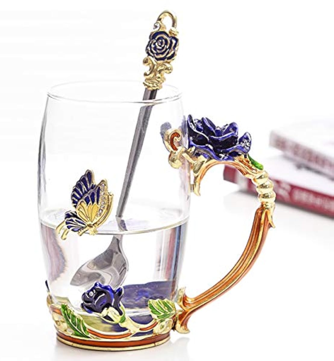 Flower Glass Tea Cups Luxury Upgrade Enamel Glass Coffee Cup LeadFree