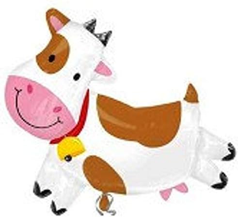 cutdek Cow Balloon 30"x28" Large Barnyard Party Helium Air Mylar Brown Cow Farm Party
