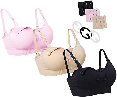 vadmirerw Nursing Bra Maternity Bra Sleep Padded Seamless Bras for Breastfeeding with Removable Spill Prevention Pads and Bra Extenders