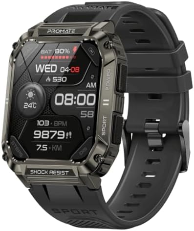 Promate Smart Watch, Rugged Bluetooth Fitness Tracker with