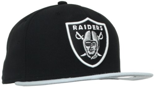 NFL Oakland Raiders Black and Team Color 59Fifty Fitted Cap, Black/Silver, 7 7/8