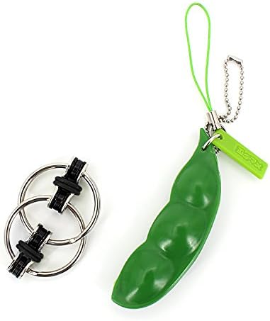 Ovinm Flippy Chain Fidget Toy with Extrusion Soybean Keychain - Stress/Anxiety Reducer for ADD, ADHD, Idle Hands, Black(1black+1soybean)