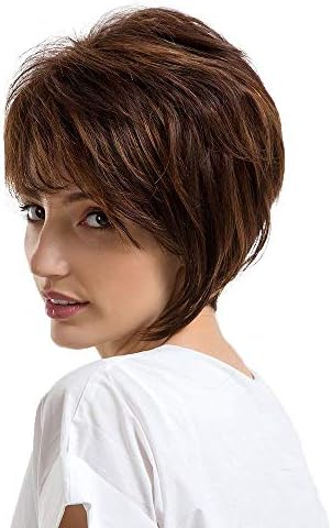 BLONDE UNICORN Soft Texture Human Hair Wigs Short Wigs for Women with Free Wig Cap(Light Brown,100g)