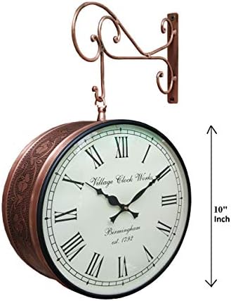 10" Copper Double Sided Wall Clock/Railway Platform Analog Wall Clock for Home Decor (Copper,-10 Inch)